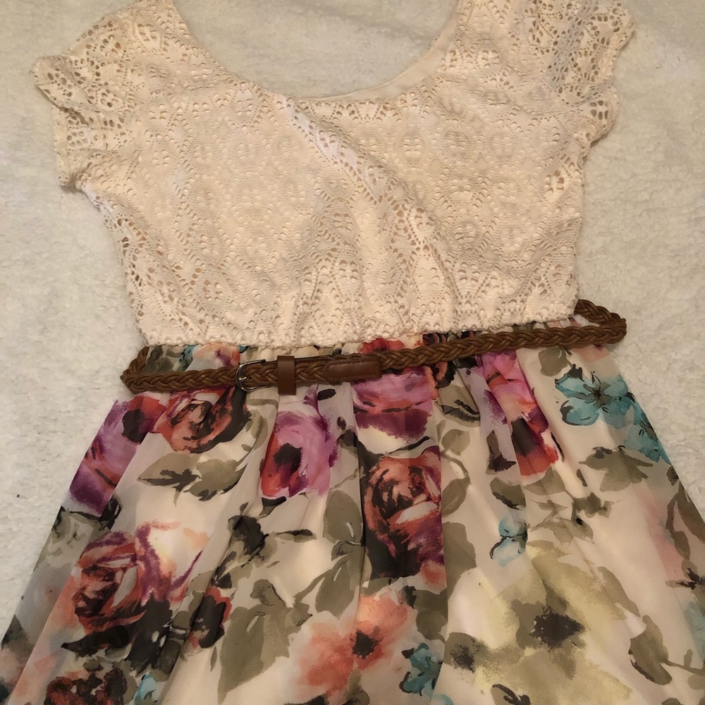Floral dress with belt